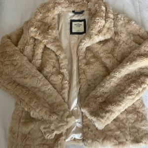 Abercrombie Beige Faux Fur Coat